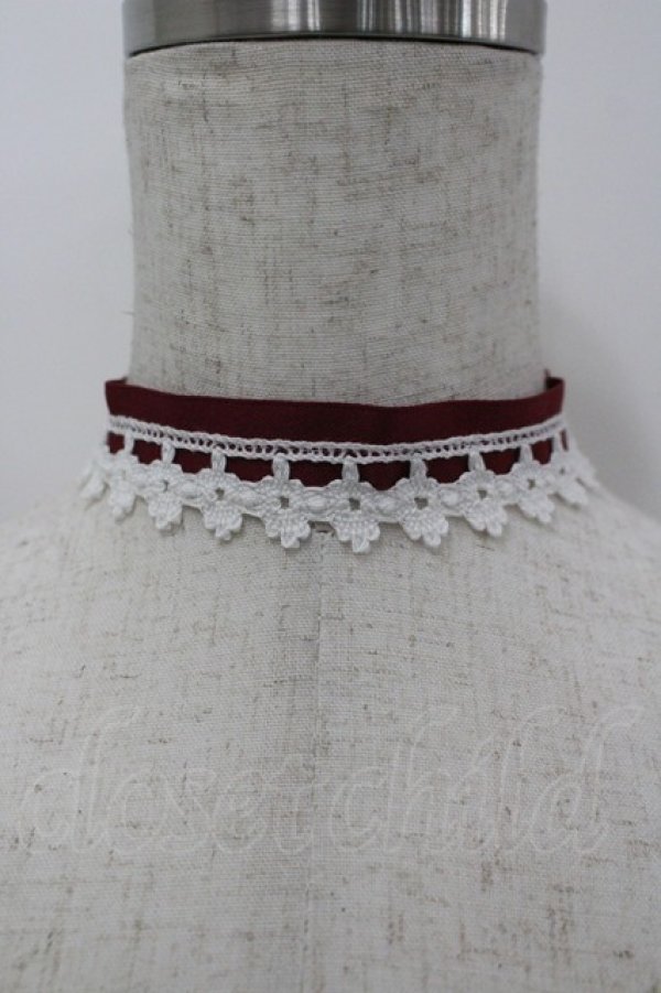 画像1: LOLITAその他(お買取対象外) / レースチョーカー  ボルドーＸ白 I-26-04-08-004-LO-ZA-SA-ZI (1)