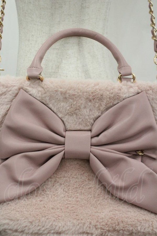 画像4: axes femme / リボンデザインファーバッグ   ピンク I-26-04-08-023-AX-BG-TE-ZI (4)