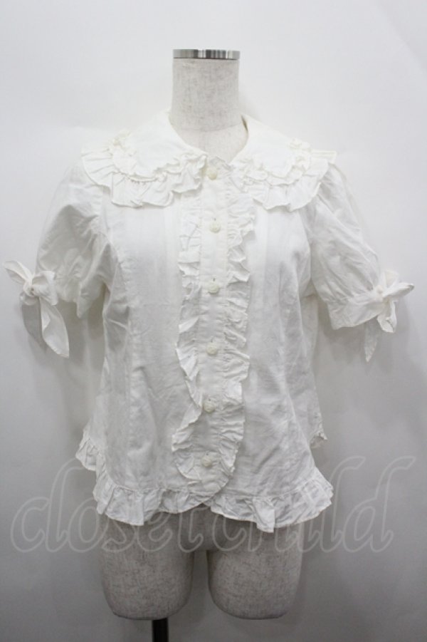 画像1: MAM / ラヴリーリボンブラウス  白 I-26-04-10-001-LO-BL-SA-ZI (1)