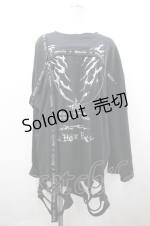 画像: NOEMIE / シルバープリントダメージユニセックスTシャツ M 黒 I-26-04-10-030-LO-TO-TE-ZI