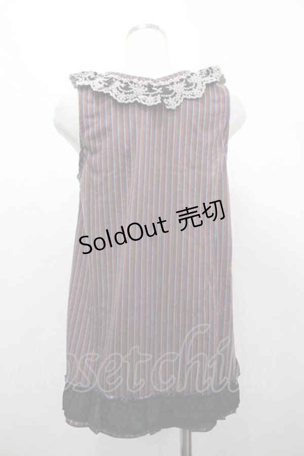 画像2: axes femme / レジメンタルストライプ柄アウターキャミ M ブルー I-26-04-10-035-AX-TO-SA-ZI (2)