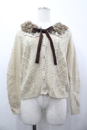 画像: axes femme / ファーティペット付ニットカーディガン M ベージュ I-26-04-10-038-AX-TO-SA-ZI