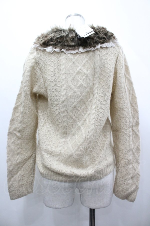 画像2: axes femme / ファーティペット付ニットカーディガン M ベージュ I-26-04-10-038-AX-TO-SA-ZI (2)