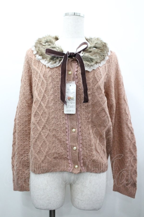 画像1: axes femme / ファーティペット付ニットカーディガン M アワピンク I-26-04-10-039-AX-TO-SA-ZI (1)