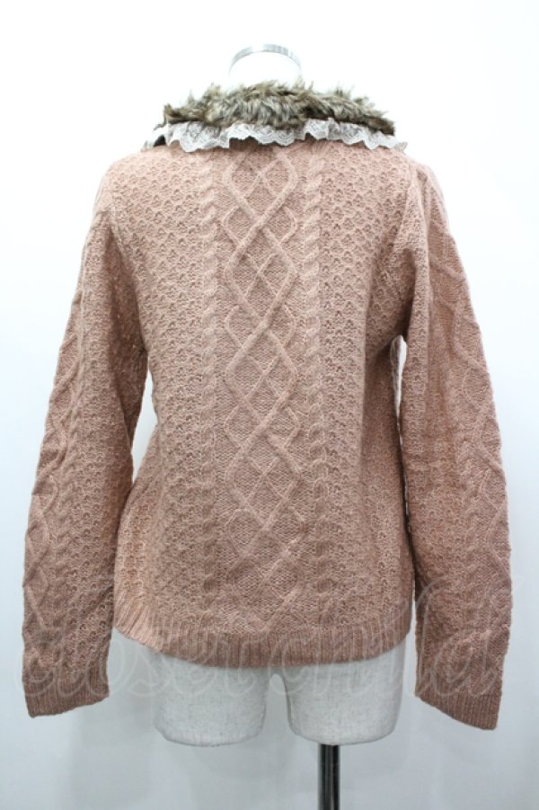 画像2: axes femme / ファーティペット付ニットカーディガン M アワピンク I-26-04-10-039-AX-TO-SA-ZI (2)