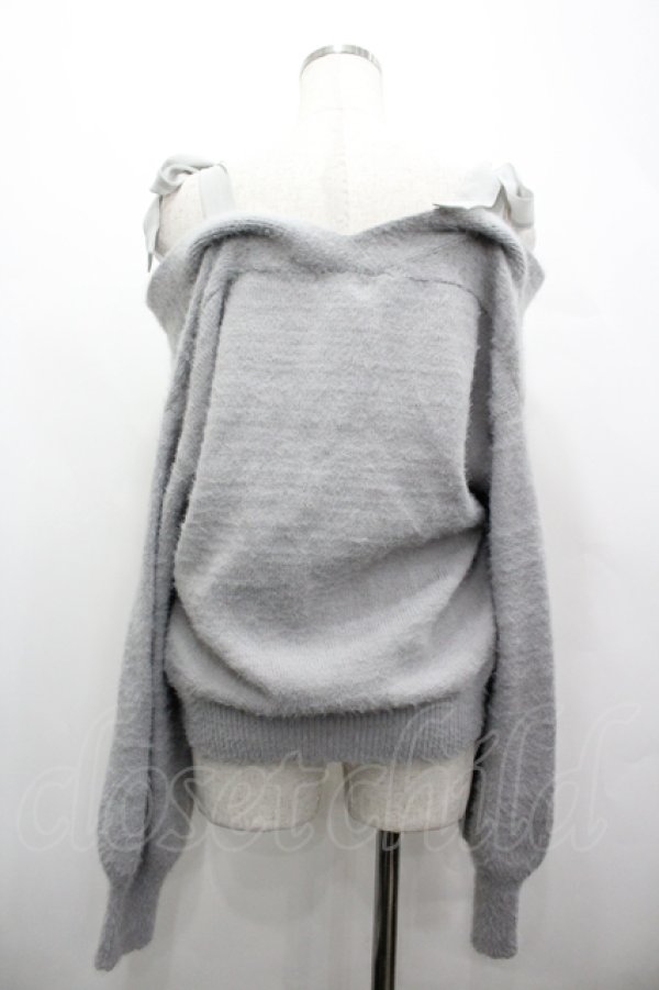 画像2: axes femme / 肩リボンオフショルカーデ M グレー I-26-04-10-041-AX-TO-TE-ZI (2)