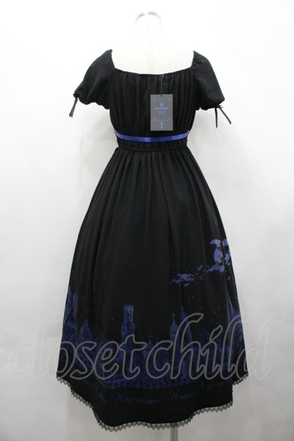 画像2: Moi-meme-Moitie / サイレントムーンワンピース（ミディアム丈） F 黒×青 I-26-04-10-043-MO-OP-TE-ZI (2)