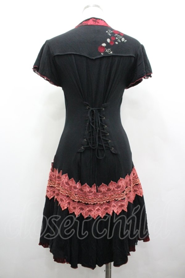 画像2: Ozz oneste / レースチャイナZIPワンピース  黒×赤 I-26-04-10-044-OO-OP-TE-ZI (2)