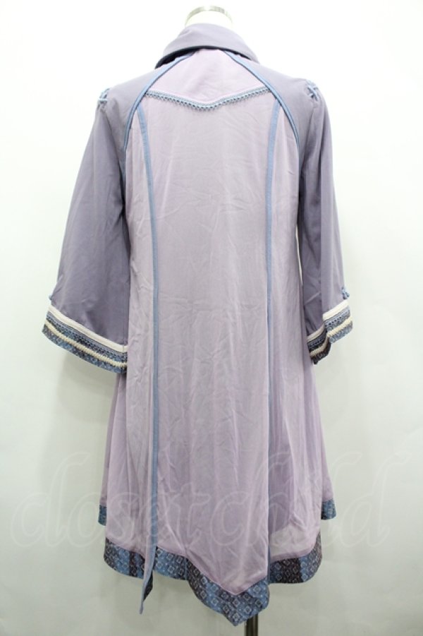 画像2: Ozz oneste / 襟付きレイヤードチャイナボタンチュニックワンピース  ラベンダー I-26-04-10-046-OO-OP-TE-ZI (2)