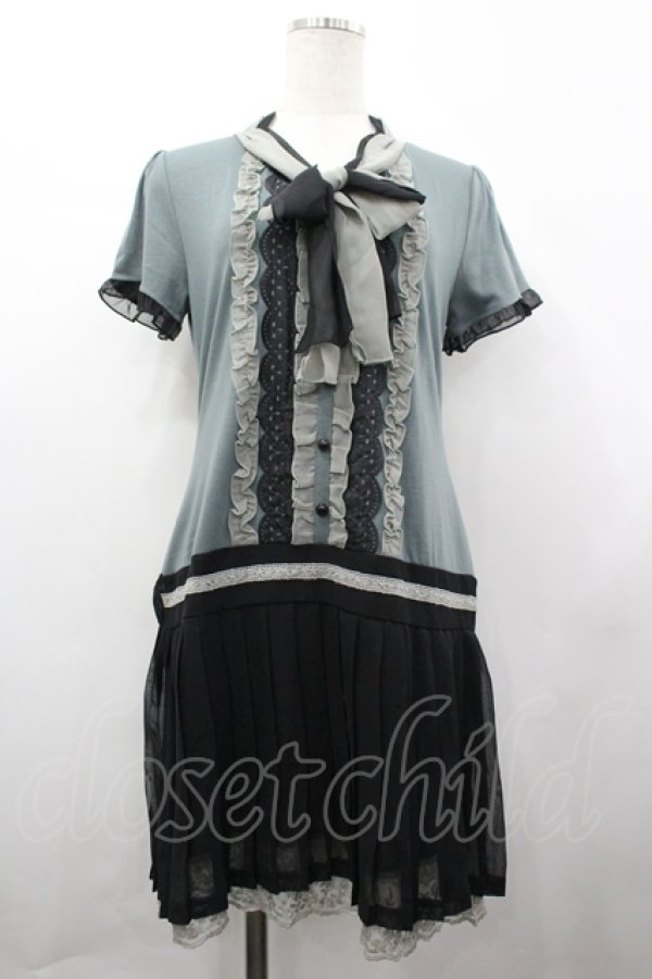 画像1: axes femme / 裾プリーツボータイチュニック M グリーン I-26-04-10-051-AX-OP-SA-ZI (1)