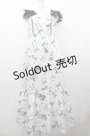 画像: axes femme / トゥシューズ柄リボン付ワンピース F 白 I-26-04-10-052-AX-OP-TE-ZI