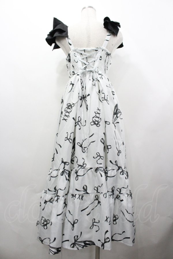 画像2: axes femme / トゥシューズ柄リボン付ワンピース F 白 I-26-04-10-052-AX-OP-TE-ZI (2)