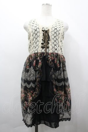 画像: axes femme / レースX花柄スリットチュニ M クロ I-26-04-10-054-AX-OP-SA-ZI