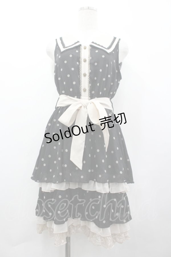 画像1: axes femme / フロッキードット衿付きOP M クロ I-26-04-10-067-AX-OP-SA-ZI (1)