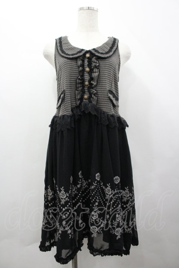 画像1: axes femme / 千鳥ベストレイヤード風チュニック  クロ I-26-04-10-069-AX-OP-SA-ZI (1)