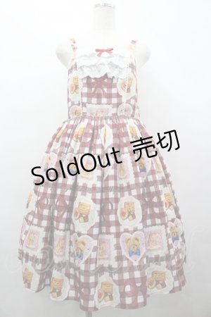 画像: axes femme kawaii / ベアズベーカリー柄ジャンスカ M ボルドー I-26-04-10-071-AX-OP-SA-ZI