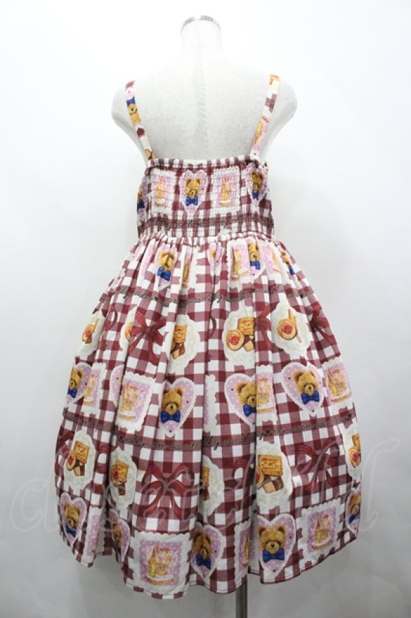 画像2: axes femme kawaii / ベアズベーカリー柄ジャンスカ M ボルドー I-26-04-10-071-AX-OP-SA-ZI (2)