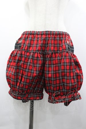 画像: ALGONQUINS / チェックスタッズ&ベルト付きショートパンツ  レッド I-26-04-10-076-AL-PA-SA-ZI