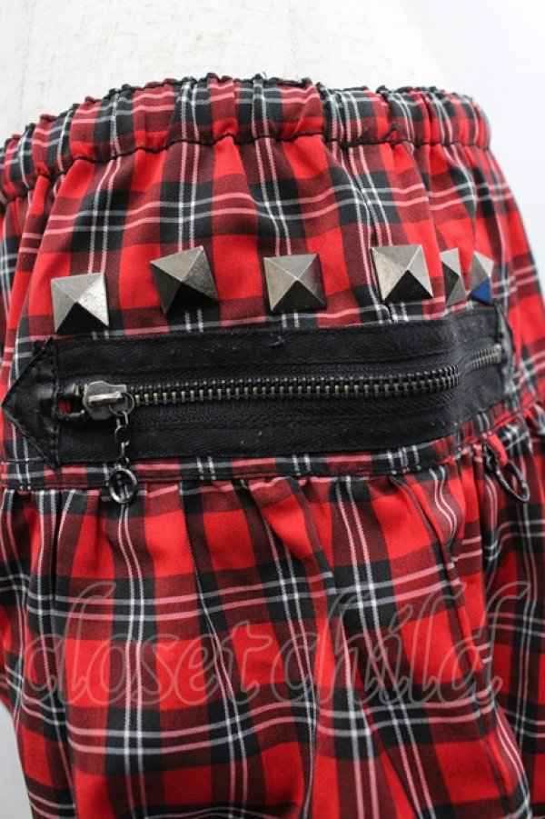 画像3: ALGONQUINS / チェックスタッズ&ベルト付きショートパンツ  レッド I-26-04-10-076-AL-PA-SA-ZI (3)