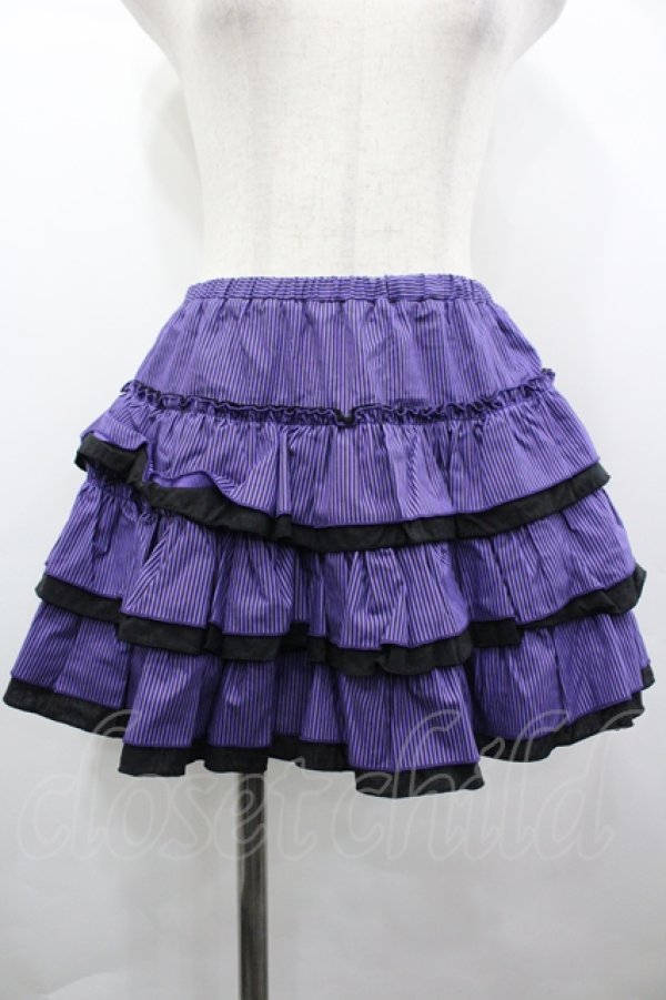 画像1: LISTEN FLAVOR / ストライプフリルミニスカート  パープル I-26-04-10-077-PU-SK-SA-ZI (1)