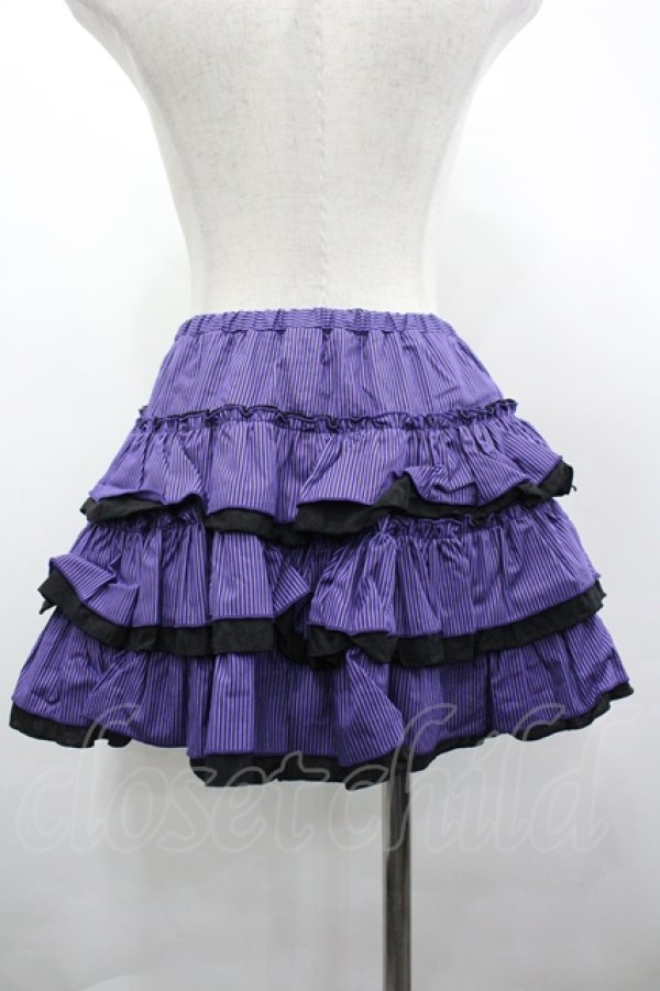 画像2: LISTEN FLAVOR / ストライプフリルミニスカート  パープル I-26-04-10-077-PU-SK-SA-ZI (2)