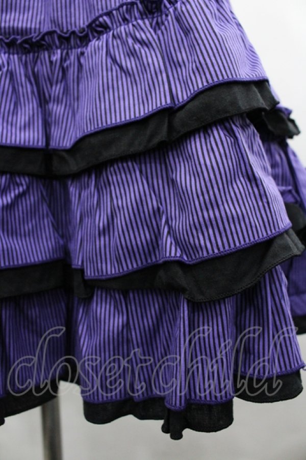 画像3: LISTEN FLAVOR / ストライプフリルミニスカート  パープル I-26-04-10-077-PU-SK-SA-ZI (3)