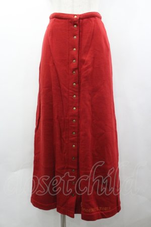 画像: WONDERFUL WORLD / 裾ロゴスウェットスカート  赤Ｘ白 I-26-04-10-082-LO-SK-SA-ZI