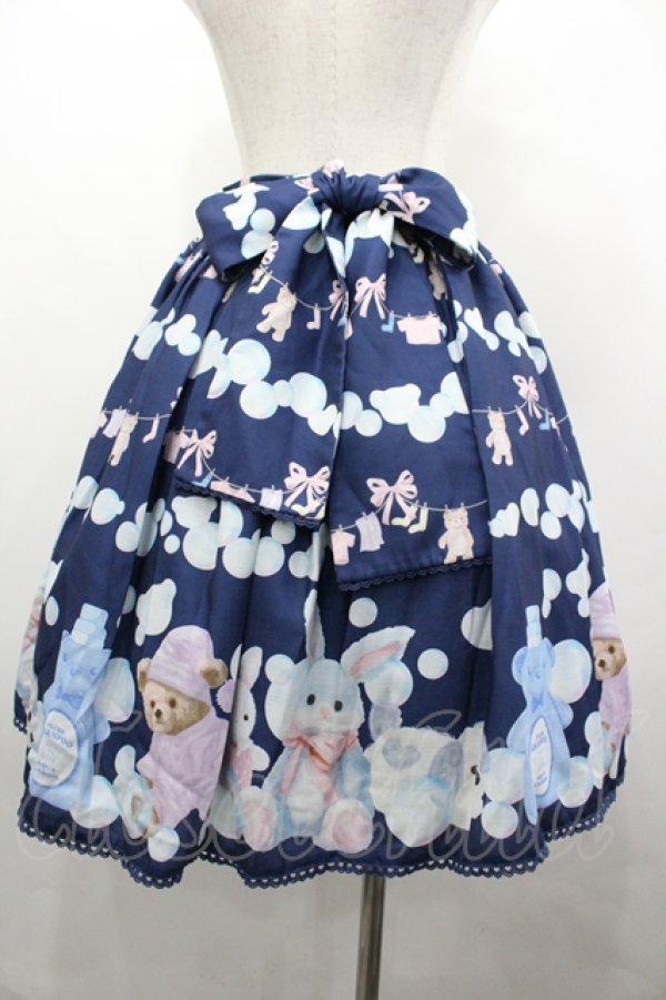 画像2: axes femme kawaii / ランドリー柄スカート  ネイビー I-26-04-10-086-AX-SK-SA-ZI (2)
