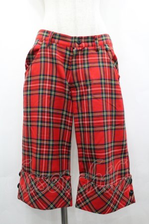 画像: PEACE NOW / チェックハーフパンツ L レッド I-26-04-10-089-PU-PA-SA-ZI