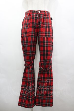 画像: SEX POT ReVeNGe / チェックボンテージパンツ S レッド I-26-04-10-090-SP-PA-SA-ZI