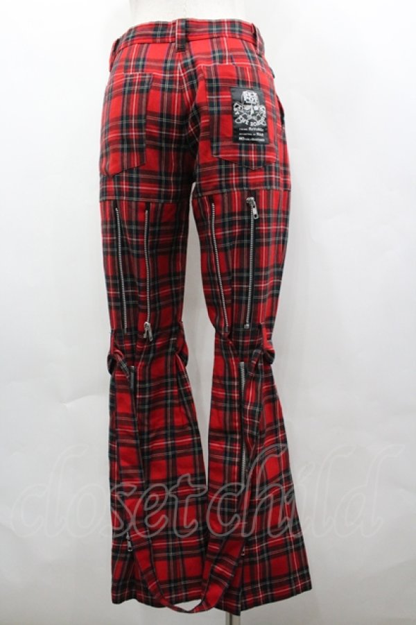 画像2: SEX POT ReVeNGe / チェックボンテージパンツ S レッド I-26-04-10-090-SP-PA-SA-ZI (2)