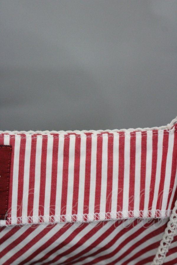 画像3: PINK HOUSE / キューピー刺繍ストライプ半袖ブラウス  赤Ｘ白 I-26-04-10-009-LO-BL-SA-ZI (3)