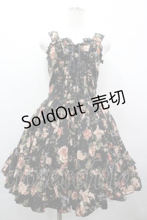 画像: ATELIER PIERROT / フラワードットジャンパースカート  黒 I-26-04-10-100-EL-OP-SA-ZI