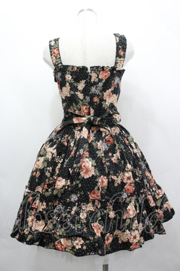 画像2: ATELIER PIERROT / フラワードットジャンパースカート  黒 I-26-04-10-100-EL-OP-SA-ZI (2)