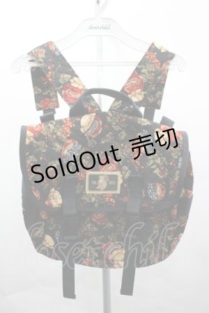 画像: PINK HOUSE / いちごジャム柄リュック  黒Ｘ赤 I-26-04-10-102-LO-BG-SA-ZI