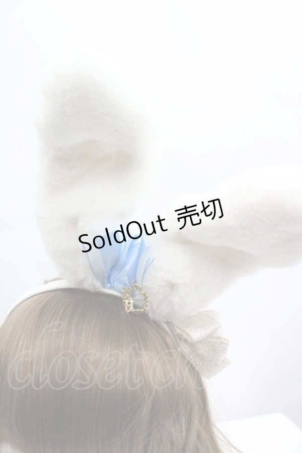 画像3: BABY,THE STARS SHINE BRIGHT / 時計うさぎのうさみみカチューシャ  オフ白×サックスリボン I-26-04-10-108-BA-AC-TE-ZI (3)