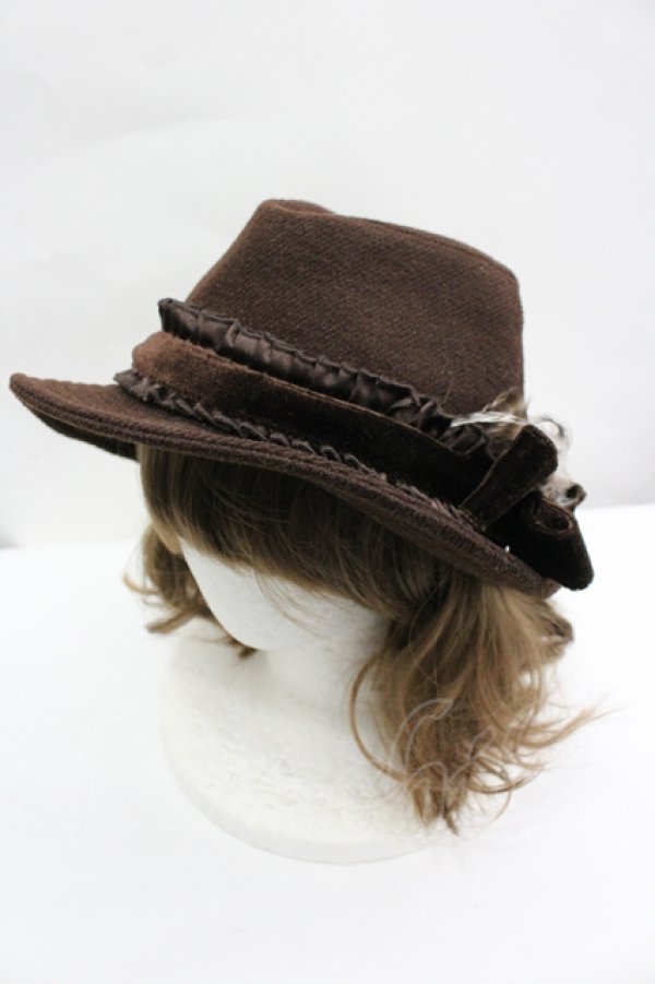 画像1: axes femme / ベロアリボンハット  ブラウン I-26-04-10-113-AX-AC-SA-ZI (1)
