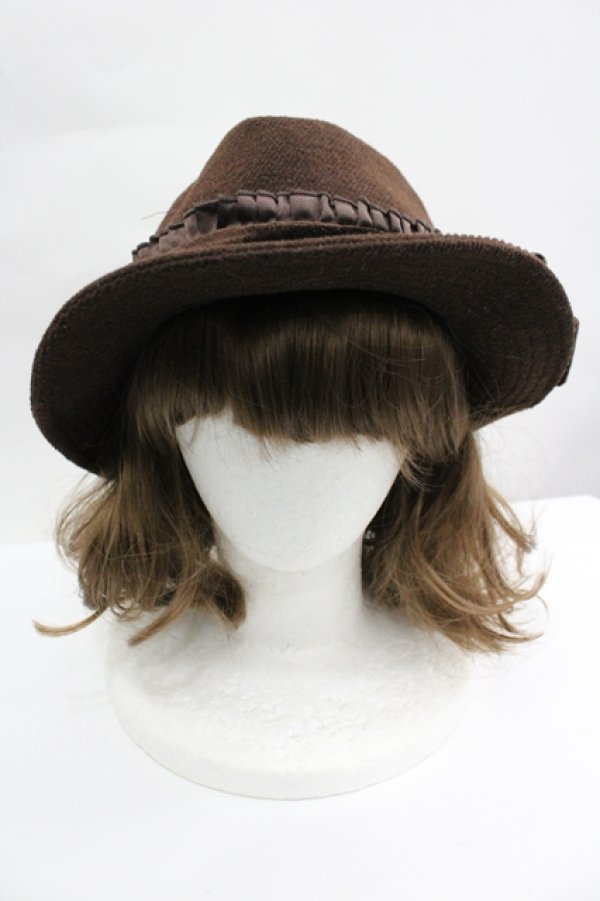 画像2: axes femme / ベロアリボンハット  ブラウン I-26-04-10-113-AX-AC-SA-ZI (2)