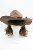 画像2: axes femme / ファーリボン付つば広帽  モカ I-26-04-10-116-AX-AC-SA-ZI (2)