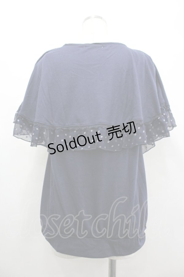 画像2: axes femme / ラメドットリボンフリル半袖カットソー  ネイビー I-26-04-10-123-AX-TO-SA-ZI (2)