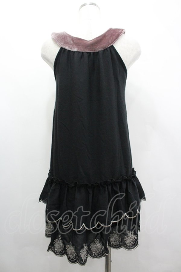 画像2: axes femme / ニットカメリアモチーフノースリーブチュニック  黒Ｘパープル I-26-04-10-125-AX-TO-SA-ZI (2)