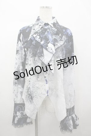 画像: LILITH HOUSE / しぶき総柄長袖ブラウス XL 黒Ｘ白 I-26-04-10-002-LO-BL-SA-ZI