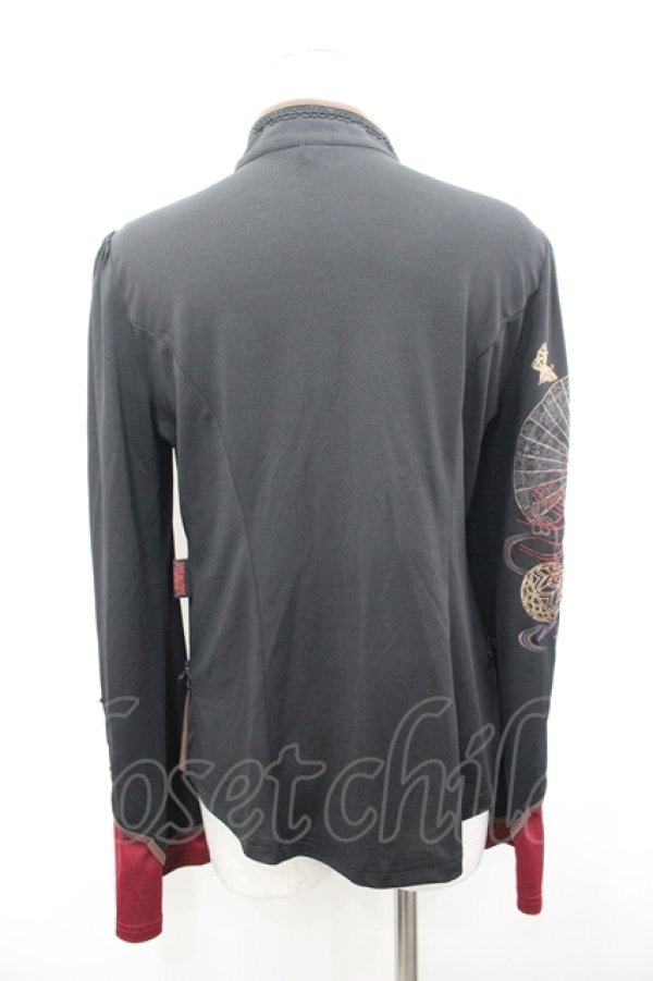 画像3: Ozz oneste / 袖和柄プリントチャイナカットソー  黒×赤 I-26-04-10-019-OO-TO-TE-ZI (3)