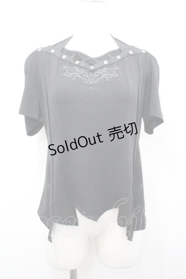 画像1: Ozz Croce / ホルターデザインカットソー  黒 I-26-04-10-021-OO-TO-TE-ZI (1)