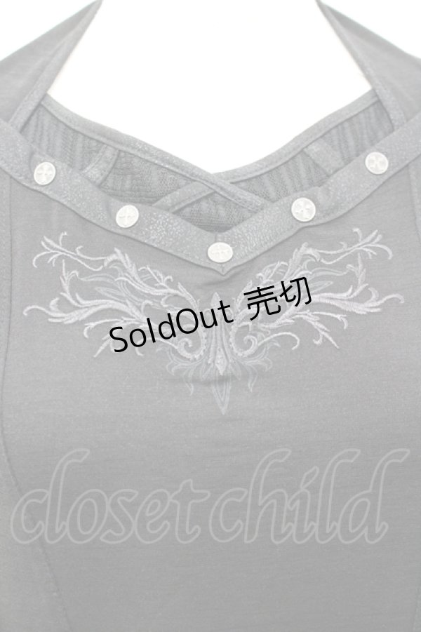 画像2: Ozz Croce / ホルターデザインカットソー  黒 I-26-04-10-021-OO-TO-TE-ZI (2)