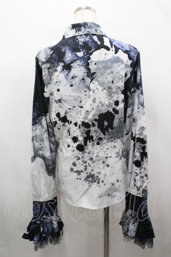 画像3: LILITH HOUSE / しぶき総柄長袖ブラウス XL 黒Ｘ白 I-26-04-10-002-LO-BL-SA-ZI (3)