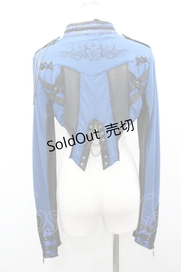 画像3: Ozz Croce / シアー切替スタンドカラーボレロ  ブルー I-26-04-10-024-OO-TO-TE-ZI (3)