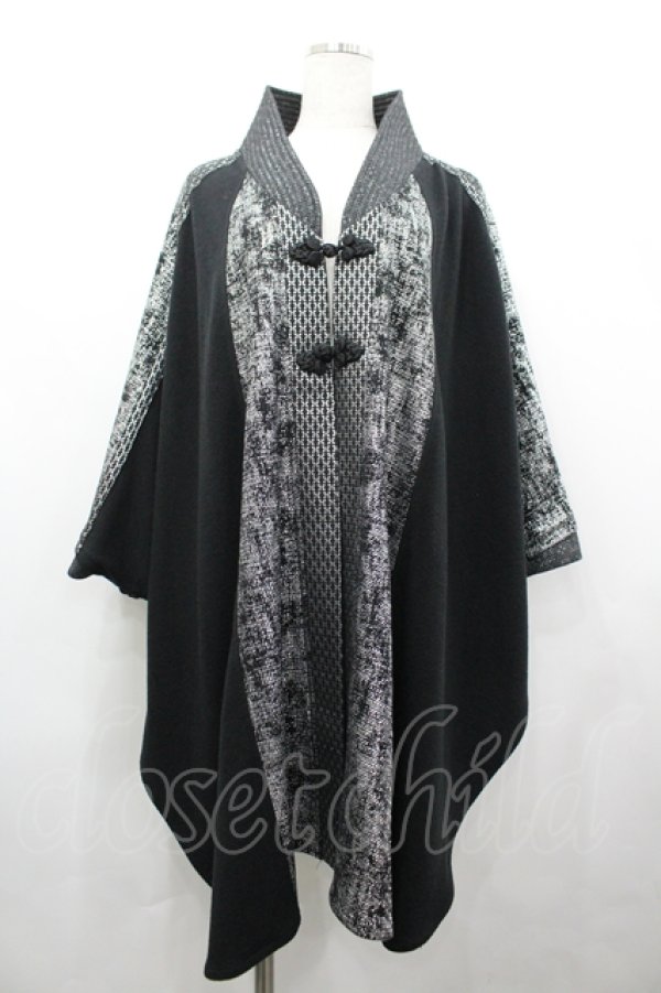 画像1: Qutie Frash / チャイナボタン着物袖カーディガン  黒ｘシルバー I-26-04-10-026-QU-TO-SA-ZI (1)