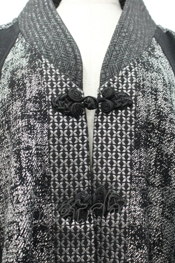 画像3: Qutie Frash / チャイナボタン着物袖カーディガン  黒ｘシルバー I-26-04-10-026-QU-TO-SA-ZI (3)