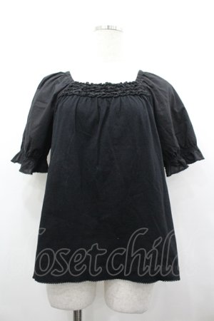 画像: PINK HOUSE / 胸元ピコフリルカットソー L 黒 I-26-04-10-027-LO-TO-TE-ZI